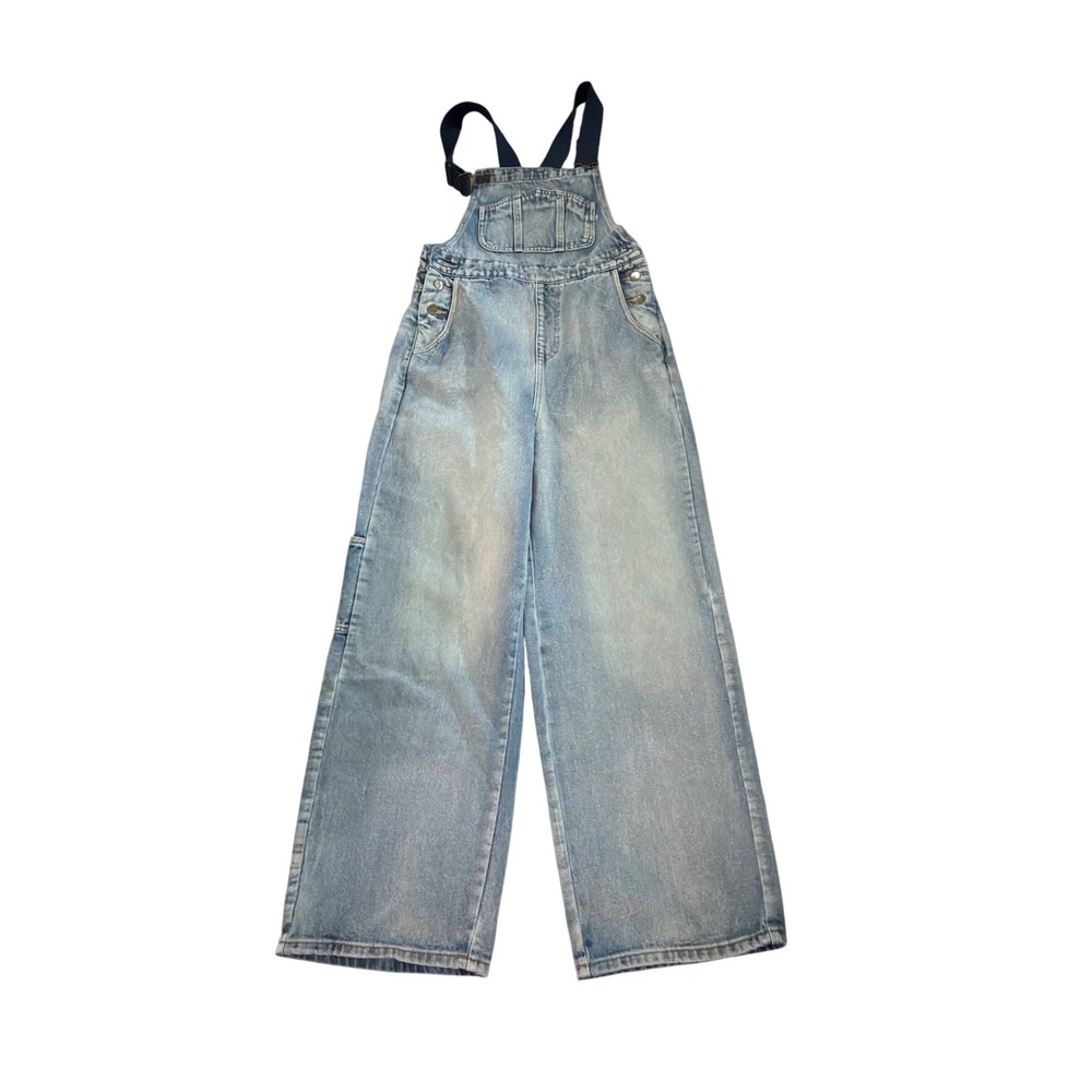 Cider Denim Overalls Womens XXS Light Blue Wide Leg Carpenter Utility NWT